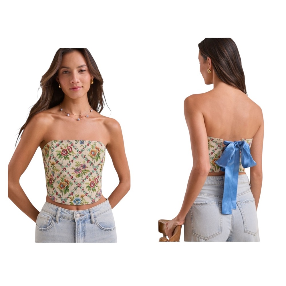 NWOT Altar'd State Demi Brocade Tie Back Corset size L